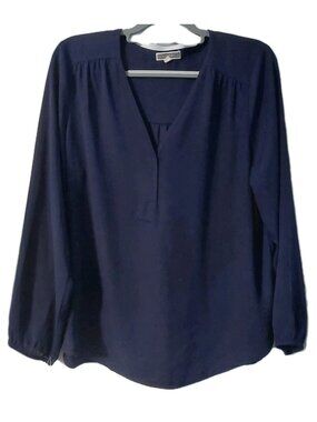 Pleione Women's Shirt Size XL Blue Navy Long Sleeve Blouse